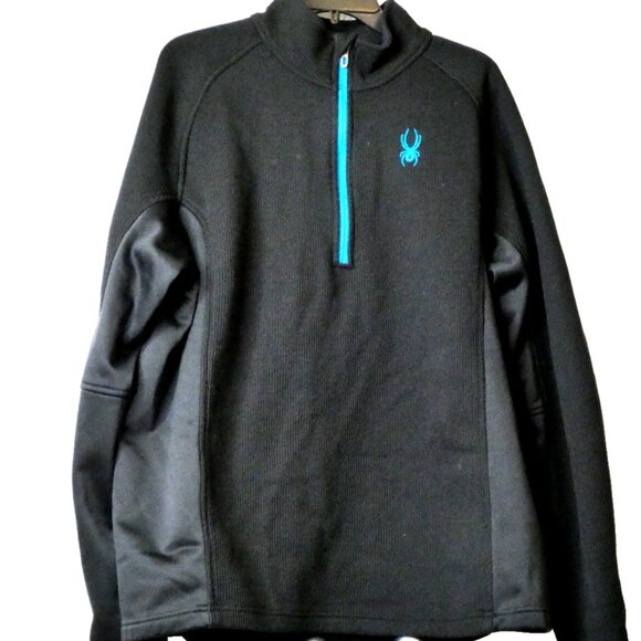 Spyder Jacket Size XXL Black 1/3 Zipper Logo Heavyweight Waffle Active Sports - Picture 1 of 10